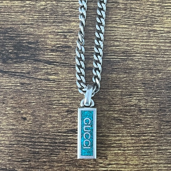 Like new Gucci Enamel pendant and sterling silver chain. Adjustable length. - Picture 3 of 5